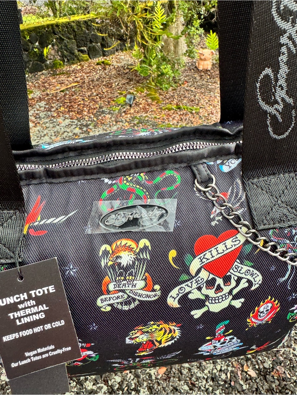 Ed Hardy NWT Thermal Lunch Tote Skull Tattoo Print - Picture 10 of 10